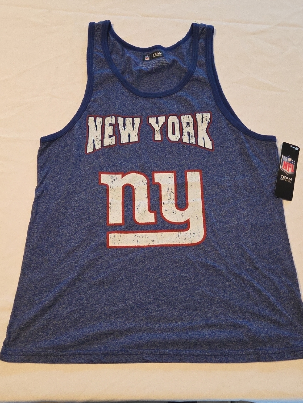 NFL New York Giants Blue Muscle Tank with White and Red Logo